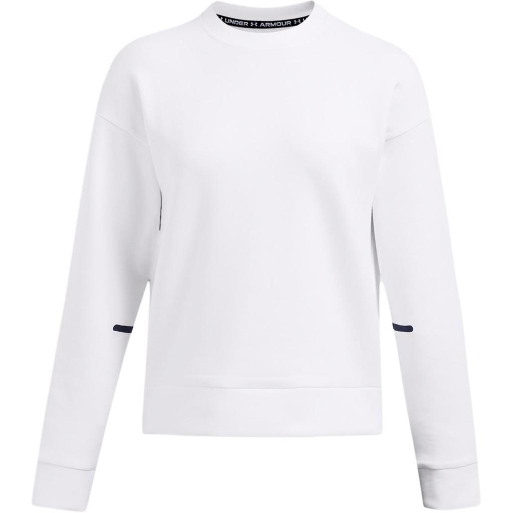 Under Armour Unstoppable Fleece Crew Fashionable Breathable Loose Long Sleeve Sweatshirt Women sweatshirt White 1387883-100