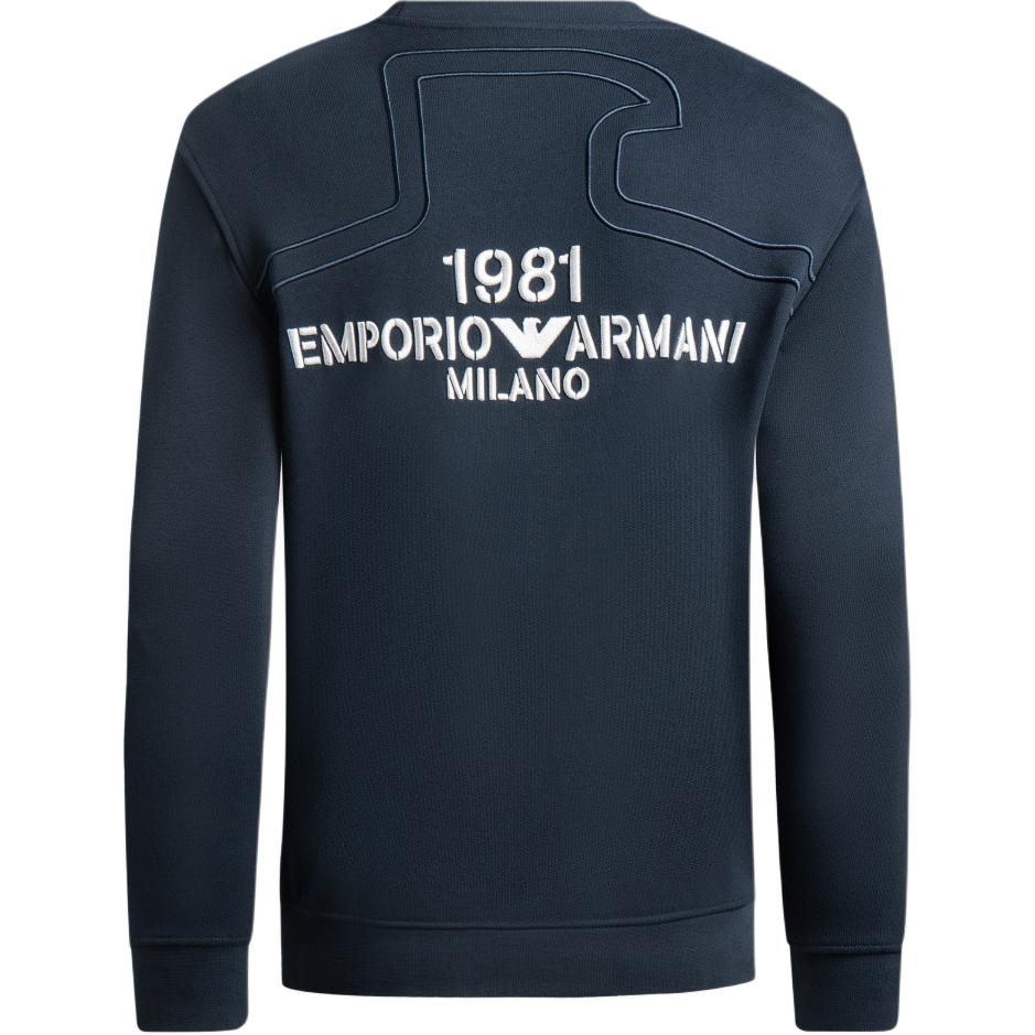 Emporio Armani Round Neck Logo Embroidered Long Sleeve Sweatshirt Men sweatshirt Navy-Blue 6R1ME3-1JWPZ-0920
