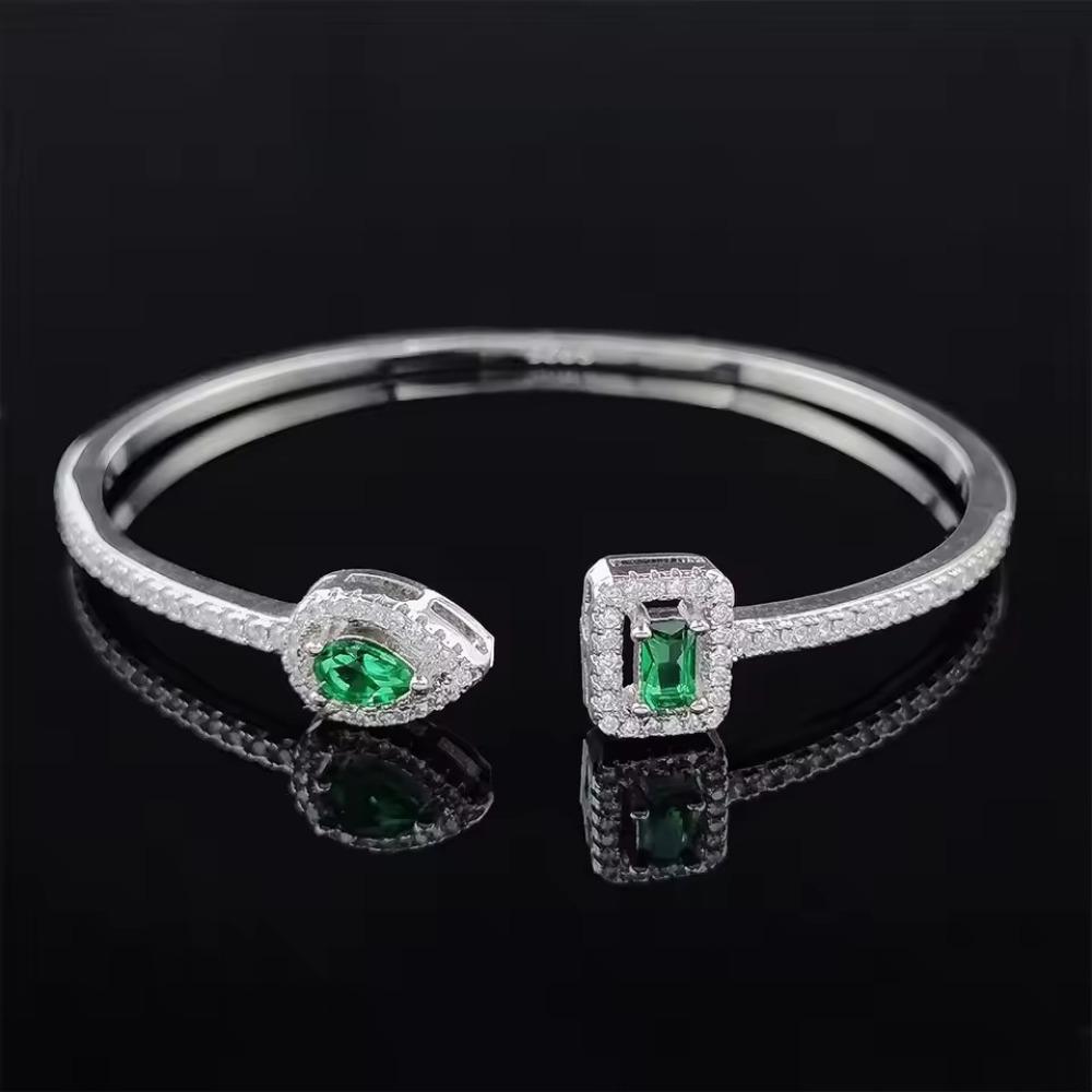 Waterproof Cubic Zirconia Cuff Bracelet Handmade Adjustable Open Bangle  Female Lady Girl