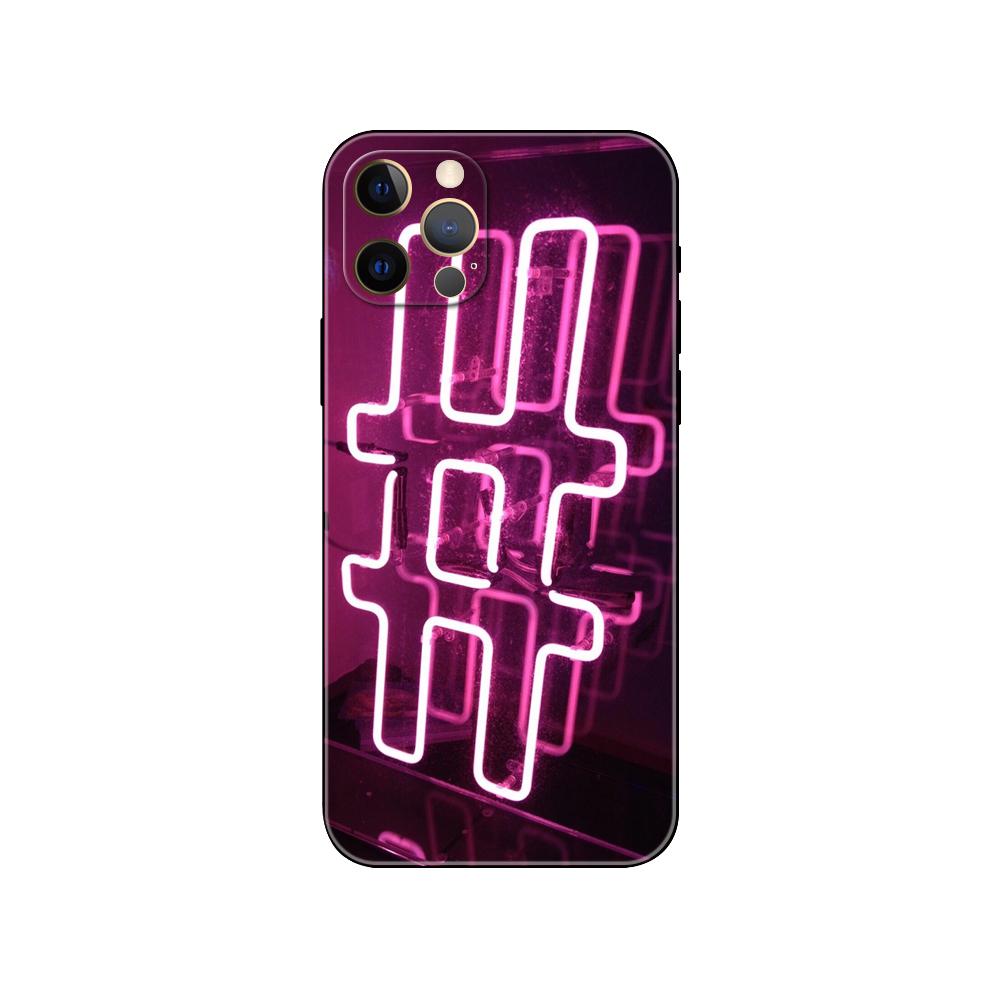 Handyhülle mit Neonmusterdruck für iPhone 5 5s 2020se 6 6s 7 8 plus x 10 XR XS 11 12 13 mini pro MAX schwarze TPU-Rückseite