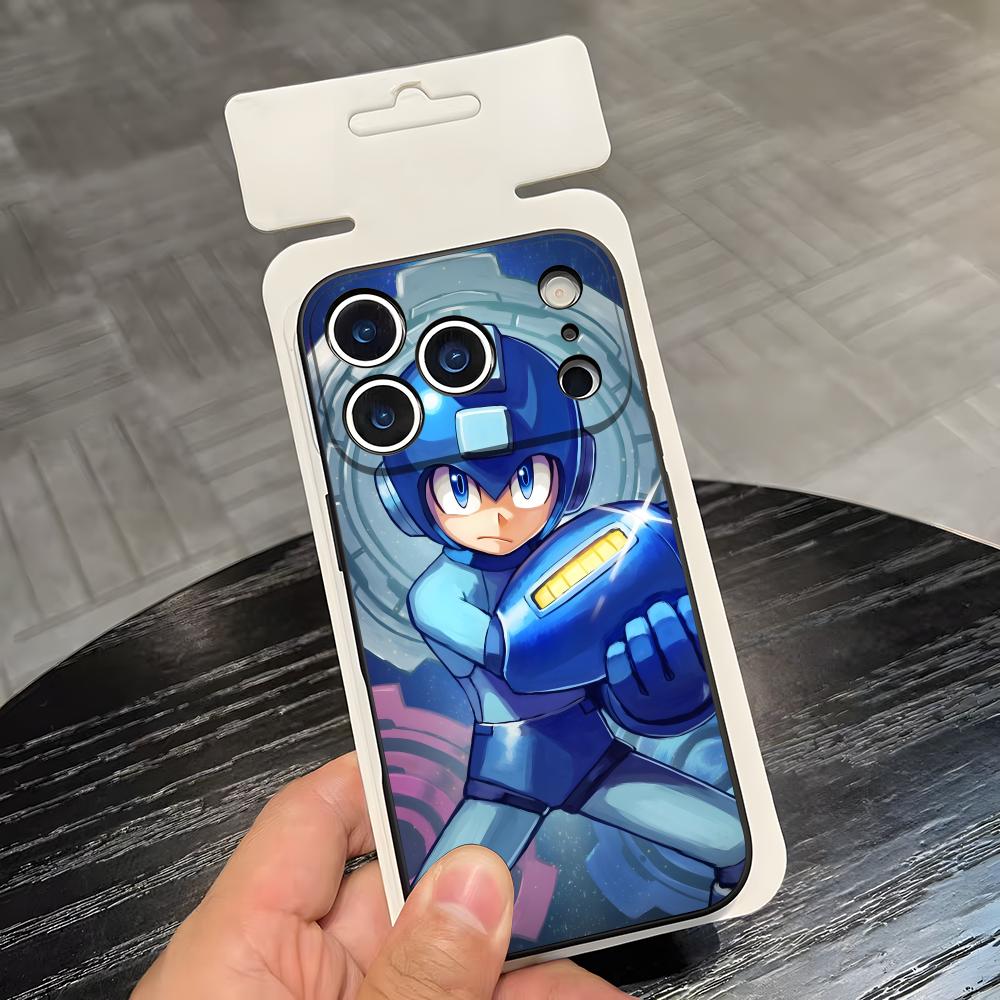 R-Rockman M-Megaman Cool Phone Case For IPhone 17 Air 16 E Pro Max 15 14 13 Mini 12 Pro 11 Max Plus Black Soft Shell