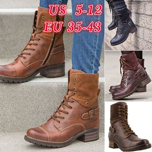 Botas de moda de mujer bajo tacón botas botas cortas Vintage Martin Botas  más tamaño 35-43 comprar a buen precio — entrega gratuita, reseñas reales  con fotos — Joom