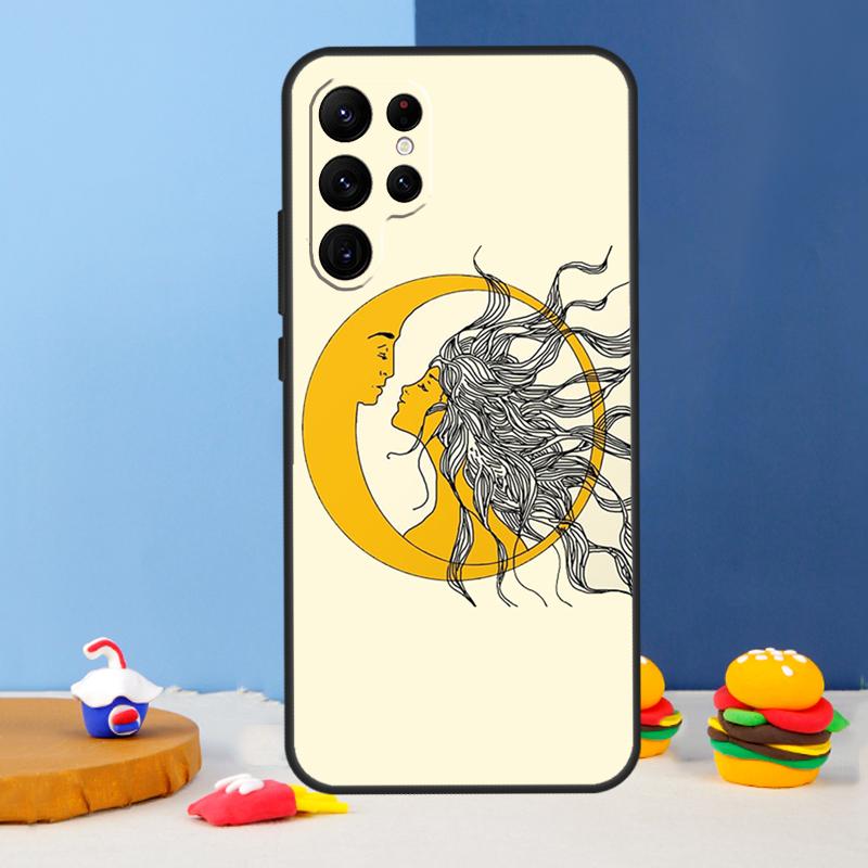 Sun Moon Art Phone Case For Samsung Galaxy S24 Ultra S9 S10 S20 FE S22 S21 S23 Plus S25 Ultra Cover Coque