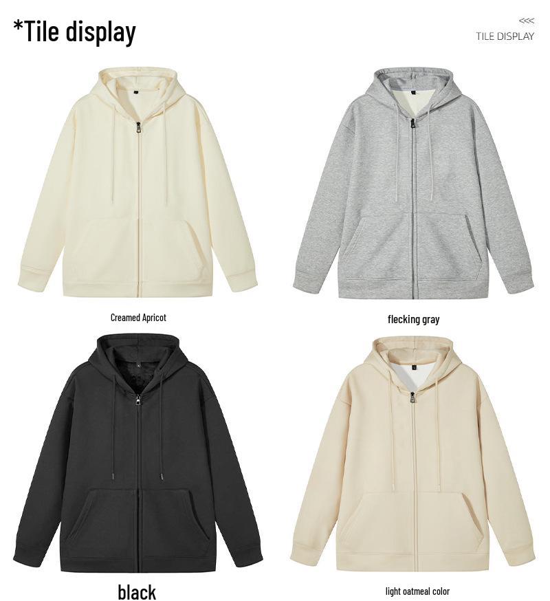 Women's Oversize Silver Fox Fur Hooded Zipper Sweatshirt, Thickened 500g for Autumn/Winter, Trendy Drop Shoulder Plus Velvet Jacket.