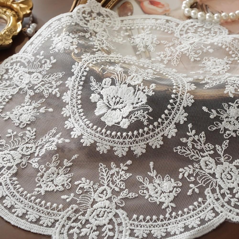 1/2/6pcs Flower Embroidery Lace Tablemats Round Vase Table Lamp Pad  Home Decor