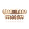 Custom Eco-friendly Gold Color Iced Rhinestones Teeth Grillz Top&Bottom Vampire Teeth Caps Hip Hop Blingbling Copper Body