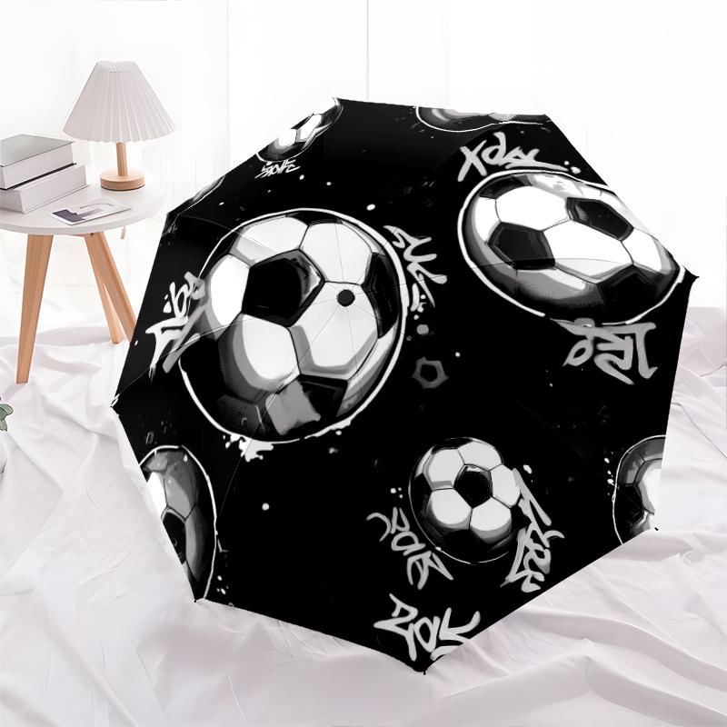 1 PC Automatic Folding Umbrella - Football Pattern, Portable & Foldable Design with 8 Ribs, Christmas Birthday Gifts