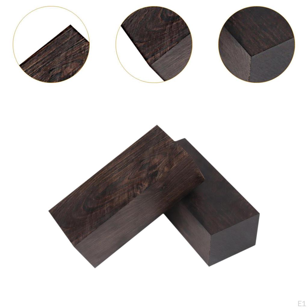 2x Black Ebony Wood Lumber Blank Handle DIY Knobs Block Crafts Fades Resistant Nut Saddles