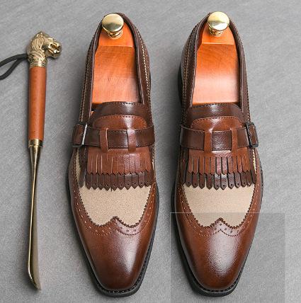 Spring British casual leather shoes men's retro men's flow one-footed cloth flower handsome men's shoes