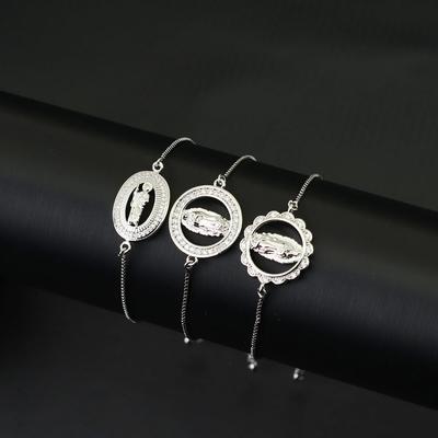 Virgin Mary Zirconia Bracelet Men Women Geometric Ornament Chain Braslet Luxury Silver Hand Jewelry Drawstring Design Adjustable