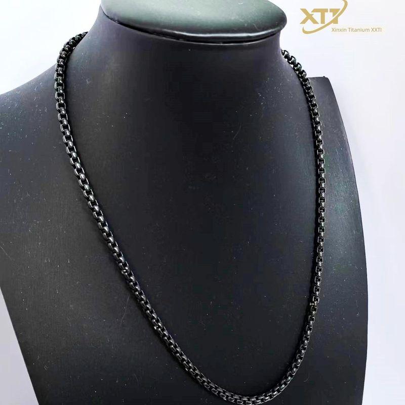 Square Beads Box Chain Pure Titanium 3/4mm Ornament Hip Hop Couple Necklace Necklace Stylish Fashion Men Trendy Amulet