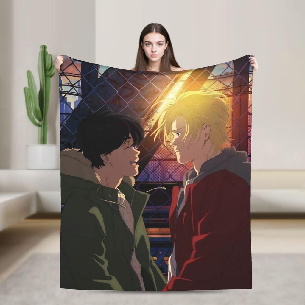 Banana Fish Anime Merch Blanket Warm Cozy Fluffy  Throw Blankets for Sofa 50x60 Inches Multi-size Bedspread