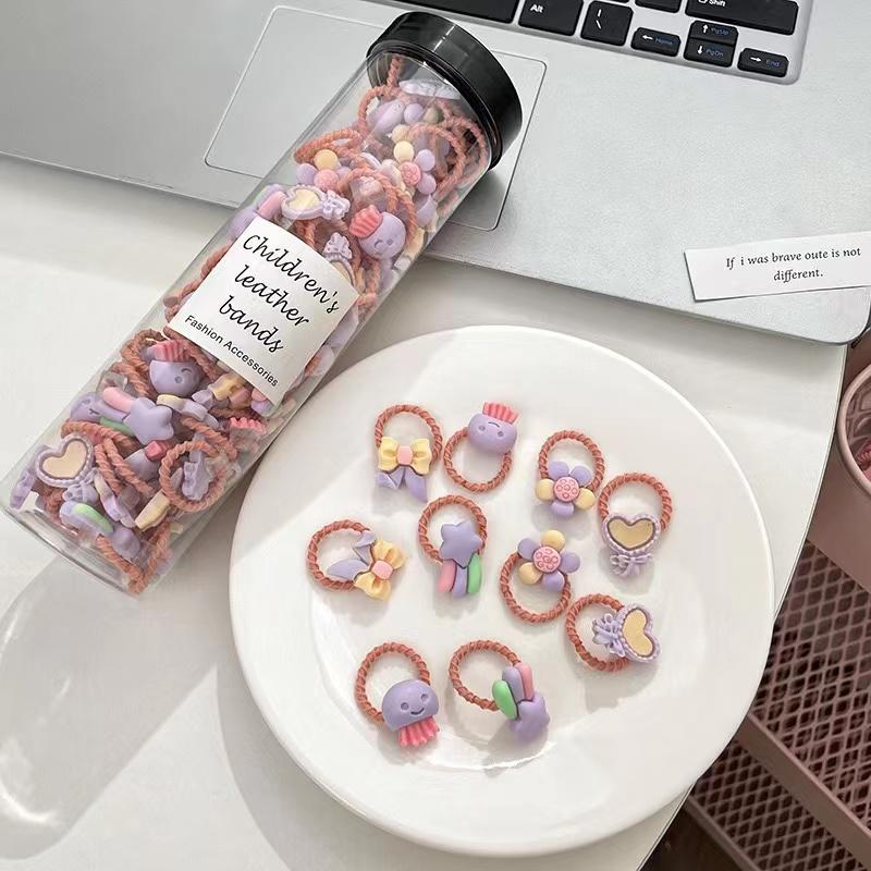 20PCS Box Baby Girls Mini HairBands Ponytail Holder Tie Rope Fashion Hair Accessories Candy Colors Hair Ties