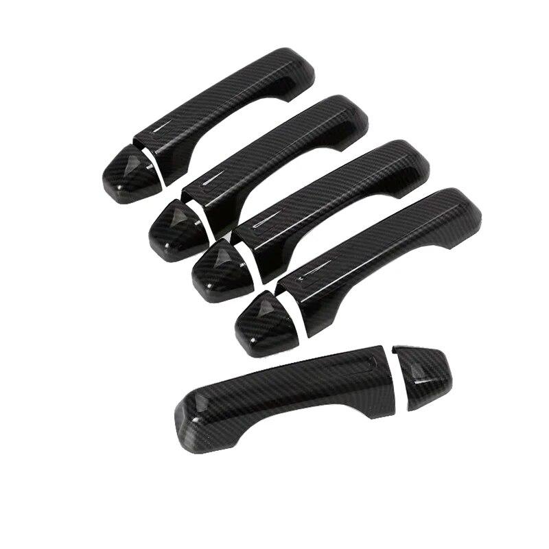 Stylizacja samochodu Wygląd włókna węglowego ABS nakładka na klamkę drzwi listwa miski klamki drzwi Dla Jeepa Wranglera JL 2018 akcesoria