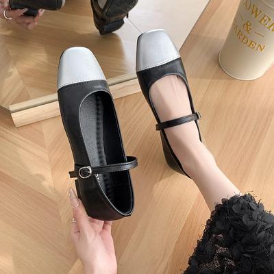 Moda Casual Mulher Sapato Calçado Feminino Modis Toe Vestido Novo 2024 Verão Borracha Mary Janes Sólido Lace-Up Slip-On Lazer PU