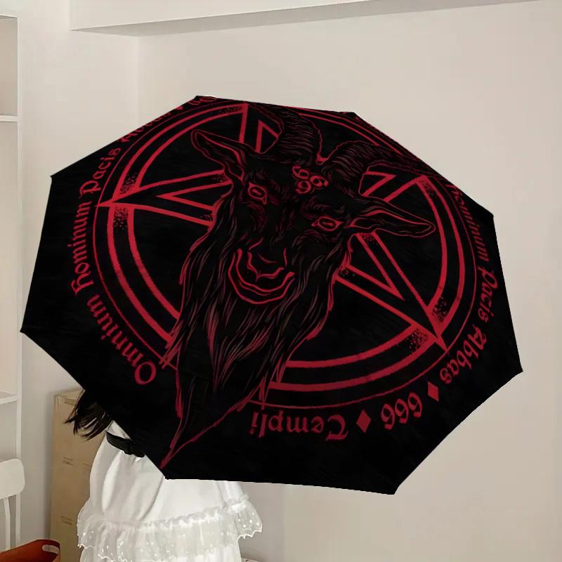 1pc Baphomet Symbol Satanic Art Umbrella with Plastic Handle,Suitable for All Seasons Home Travel Outdoor UmbrellaDD1274