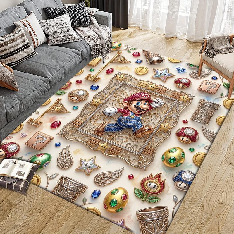 Mario Jumping Action Area Rug, Mario Fan Soft Carpet, Perfect Gift.chl