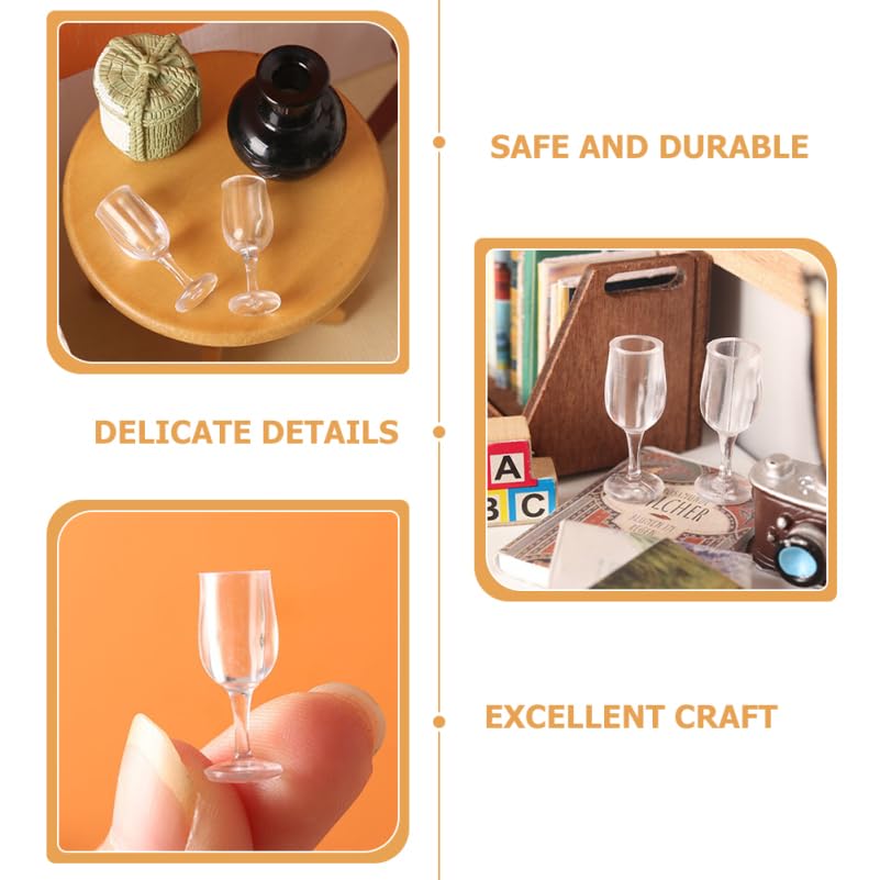 NOLITOY Miniature Wine Set of Clear Plastic Champagne Dollhouse Miniature Food Parfait Decorative Parts for and DIY Glasses, 40, 1/12 Scale, Goblets,