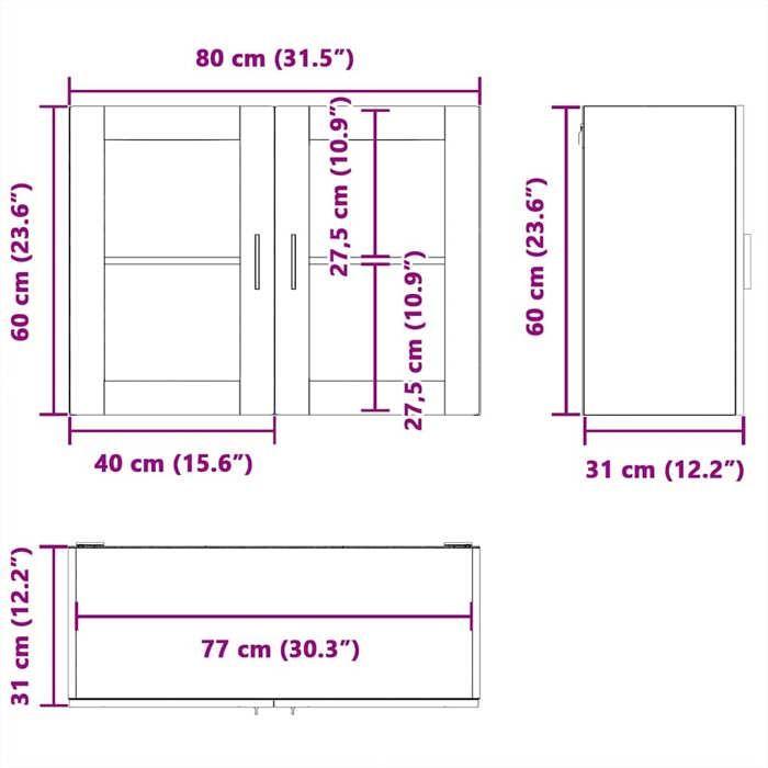 VidaXL Armoire murale de cuisine et porte en verre Porto chêne sonoma, meuble mural de cuisine, armoires murales avec 854090