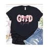 Pure - Cotton Black Women's T - Shirt: "God Is Good" with Pink Bow and Floral Accents