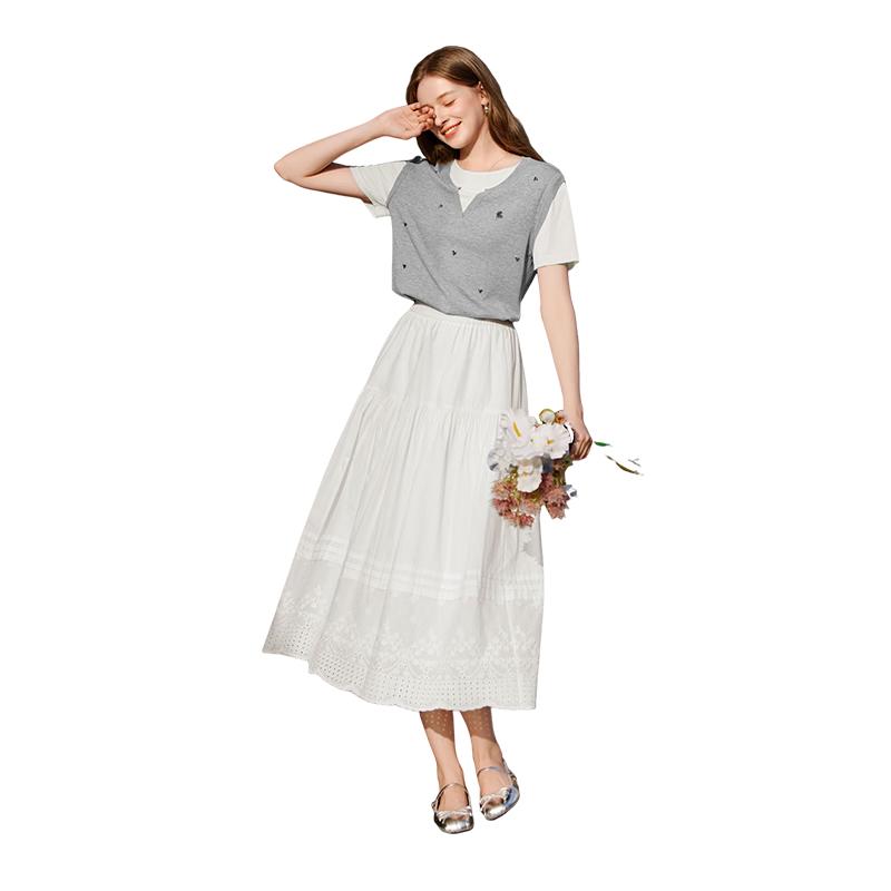 Women s Faux Layered V-Neck Knit Top M