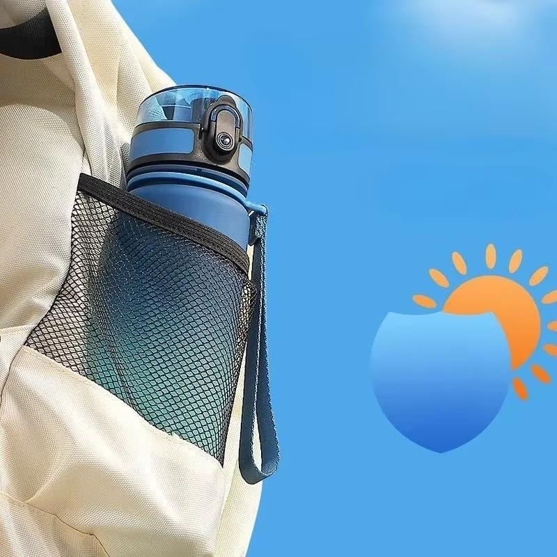 Gradient Frosted Sports Water Bottle Leak Proof Flip Lid Portable Strap For Gym Outdoor Daily Use
