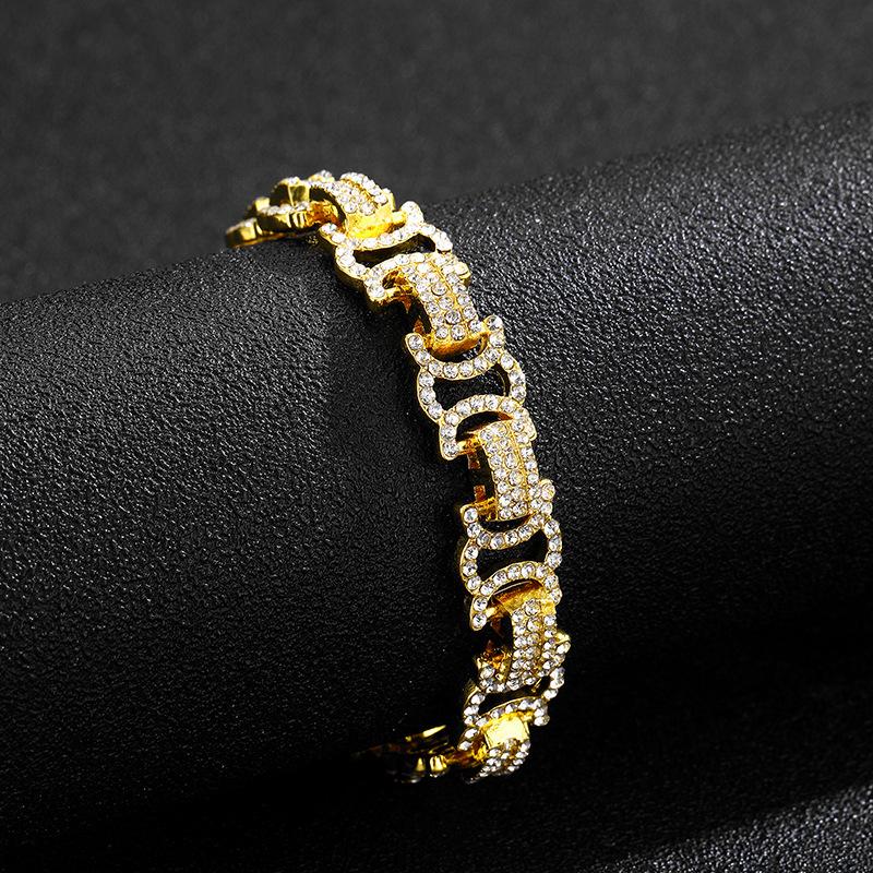 European & American Hip Hop Byzantine Cuban Chain Full Diamond Men s Necklace