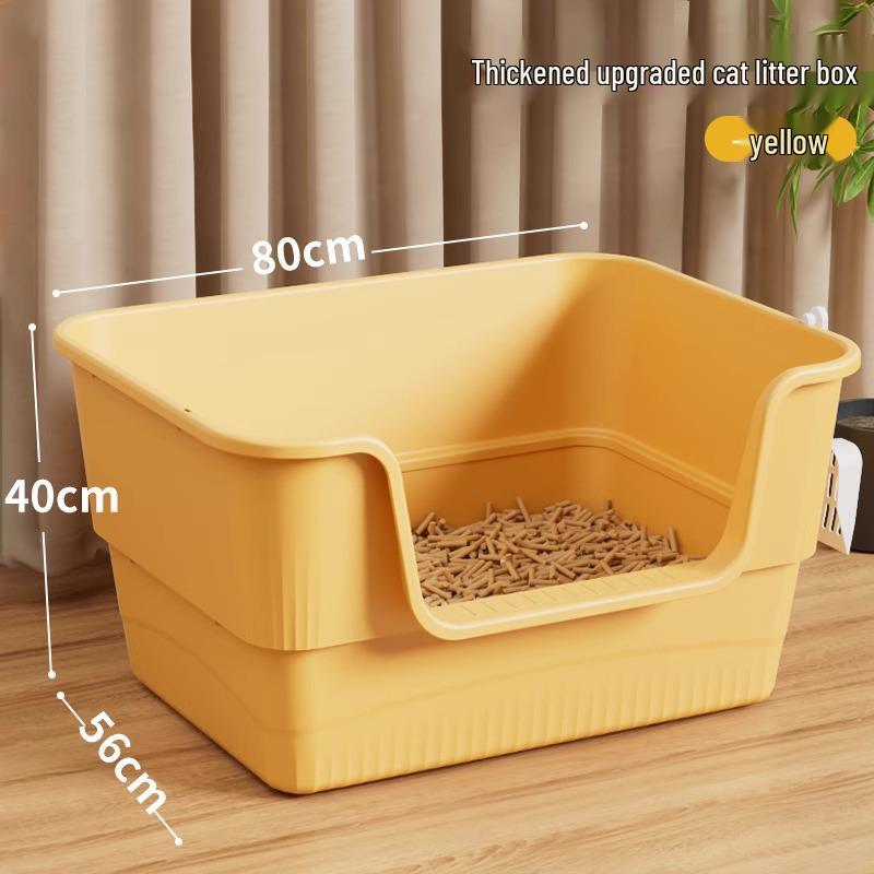 Extra-Large Splash-Proof Semi-Enclosed Cat Litter Box for Maine Coons