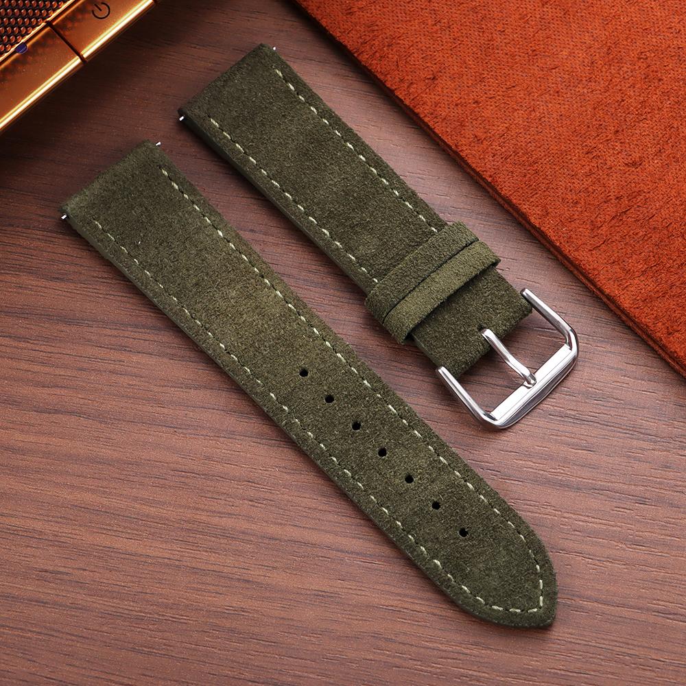 Vintage Suede Cowhide Watch Strap Leather WatchBand 18mm 19mm 20mm 22mm Quick Release Bracelet for Men Women Universal Wristband