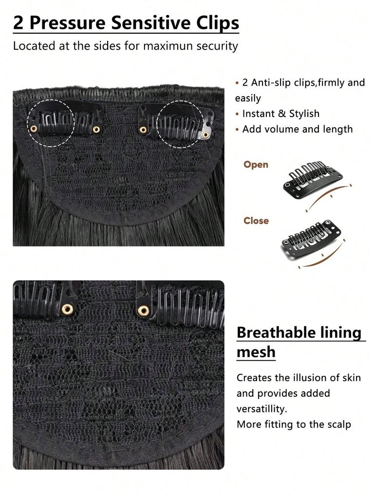 Synthetische Pony-Haarnadel, 10 Zoll, schmaler Pony mit Koteletten für den täglichen Pony der Frau