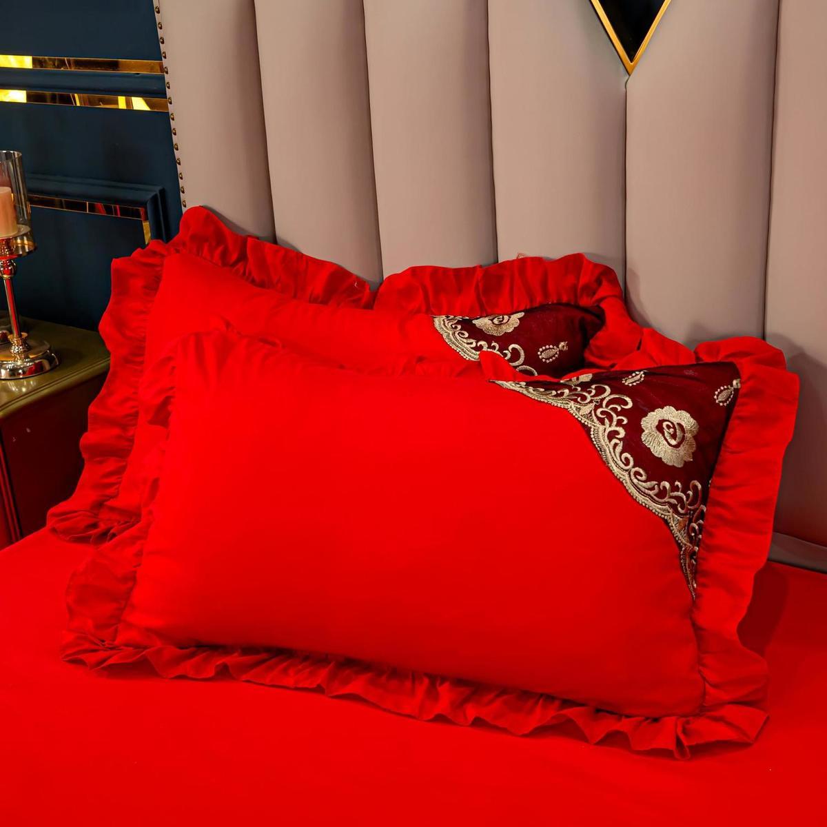 

Наволочка для свадебной спальни, наволочка для подушки, роскошное кружево, лето, дышащее, простое, мягкое, удобное, уютное, для пар, вышивка 48x74 см 48x74cm