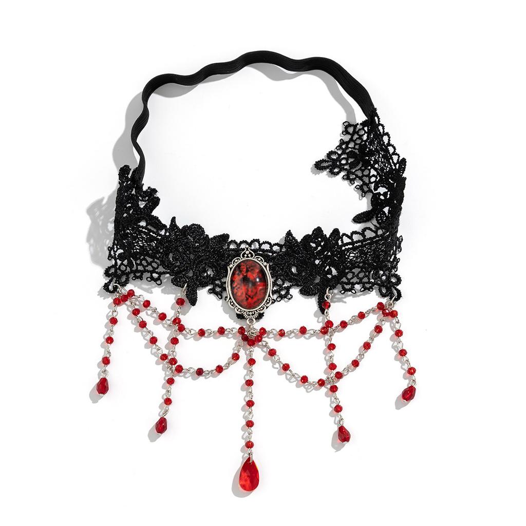 Gothic Pure Lace Leg Chain Blood Drop Red Imitation Crystal Sexy Leg Ring Jk Fringed Leg Chain