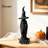 Spooky Resin Statue for Home Decor Halloween Witch Statue, Gothic Tree Figurine, Vintage Mysterious Bark Texture Art Dark Fantasy Ornament Tabletop,
