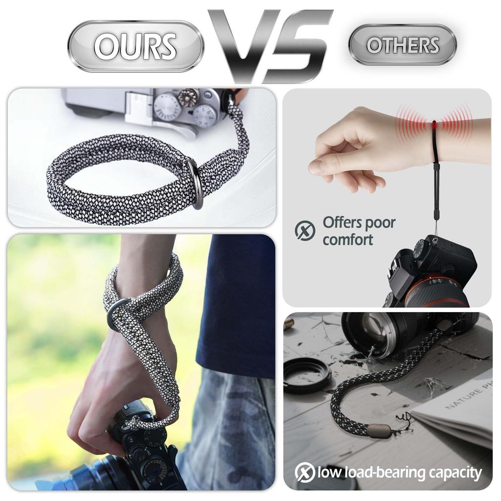 Camera Wrist Strap Paracord Camera Hand Strap Wrist Lanyard for DSLR or Mirrorless MID [Qiang Ni] - High-End Cameras, Black, (White)