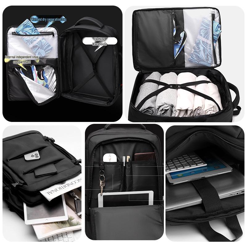 Men's Expandable Business Commute Laptop Backpack - Large Capacity Carry-On for Office & Travel.