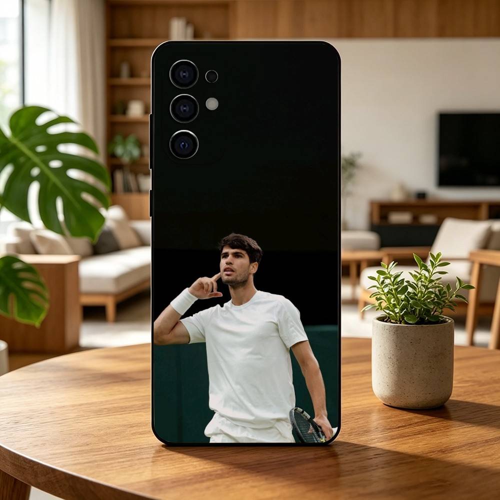 TenniS Carlos Alcaraz Phone Case Black Silicone Soft For Samsung S25,S24,S21,S22,S23,S30,Ultra,S20,Plus,Fe,Lite