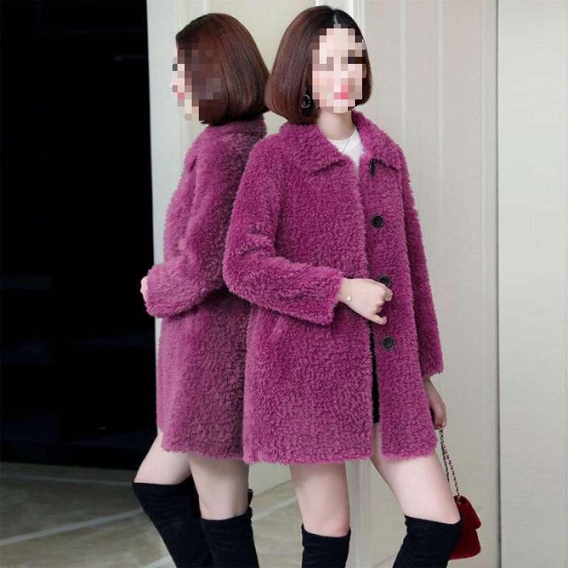 Women's Mid-Life & Senior Plus Velvet Faux Lambswool Coat - Winter Granular Fleece Jacket for Moms