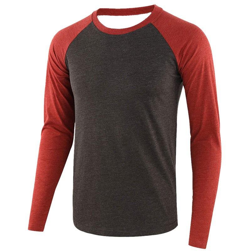 Men Raglan Long Sleeve Baseball T Shirt Crew Neck Color Block Casual Contrast Sleeve Tee