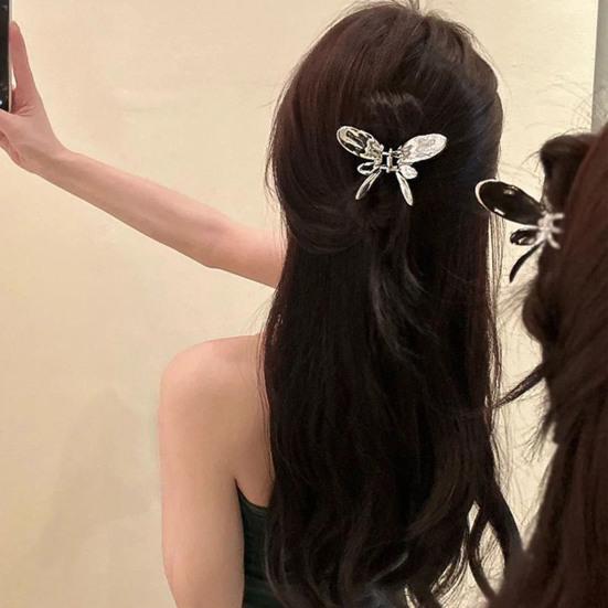 Hairpin Small Compact Metal Hair Clip Silver Color Butterflies Shape Back Head