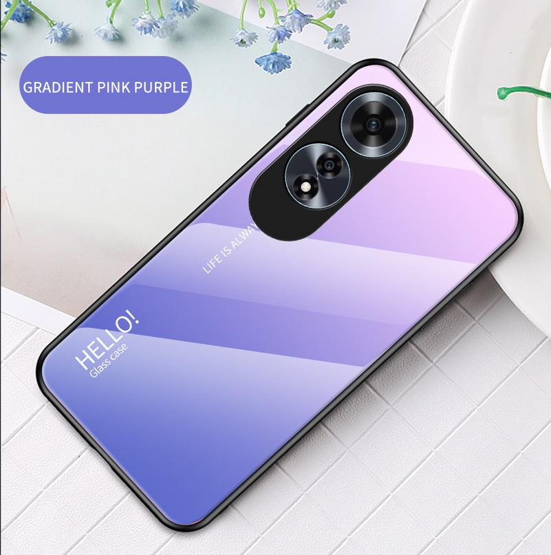 Gradient Tempered Glass Protect Case for OPPO A60 A79 A18 A38 A98 A78 A58 A17 A16 Glossy Back Cover
