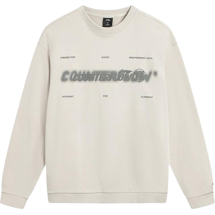 

Пуловер с круглым вырезом Li Ning, с буквенным принтом, свободного кроя, удобный, универсальный, с длинным рукавом, унисекс, толстовка AWDVE27-1 2XL