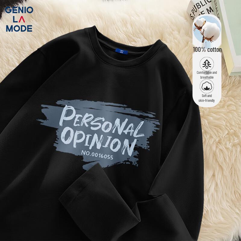 GENIOLAMODE Men s Autumn/Winter Cotton Graphic Long Sleeve Tee 2XL