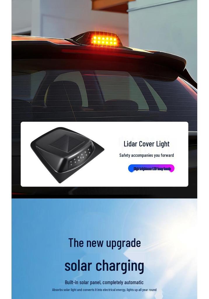 Solar-Powered Luminous Car Roof Lidar Cover with High-Brightness Daytime Running and Warning Lights
