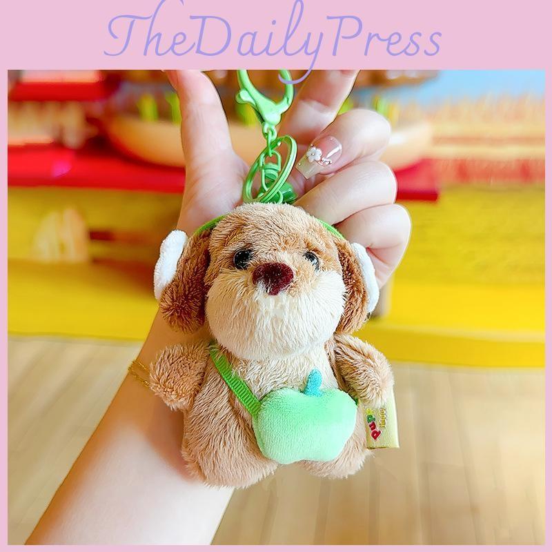 Green Dachshund Tomato Pepper Shoulder Bag Design Plush Keyring Decoration Bag