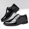 2025 New Carved Brock British Patent Leather Business Dress Leather Shoes Men's Lace-Up Derby Shoes Pointed Youth
