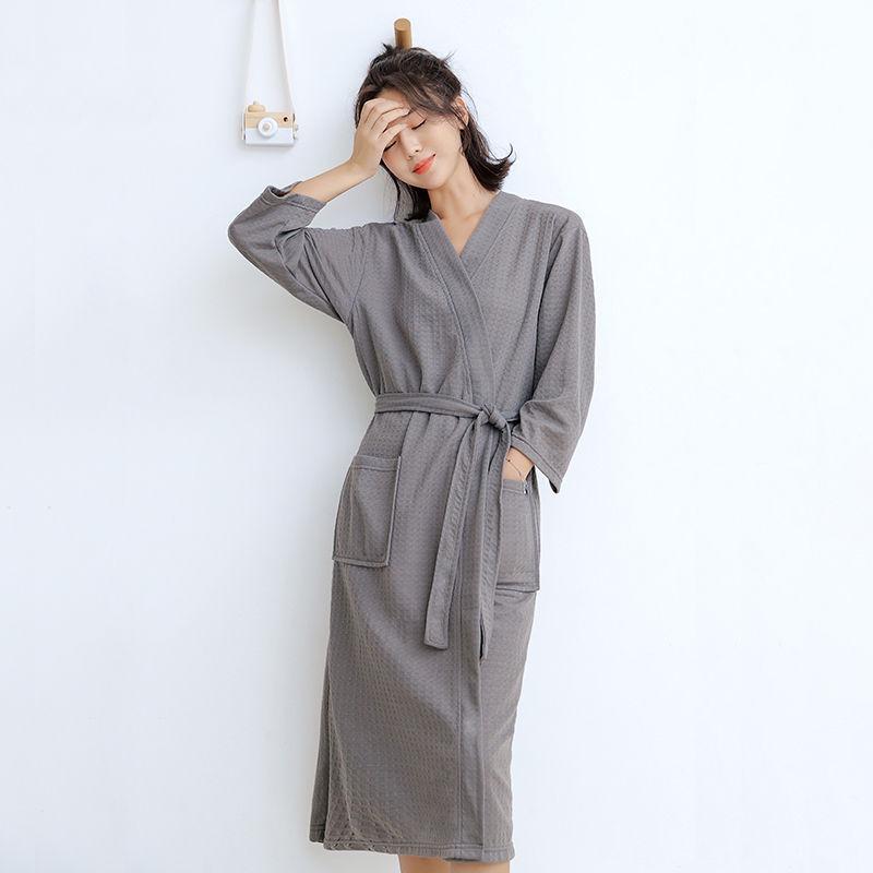 Unisex Long Sleeve Bathrobe - Spring/Autumn Solid Color