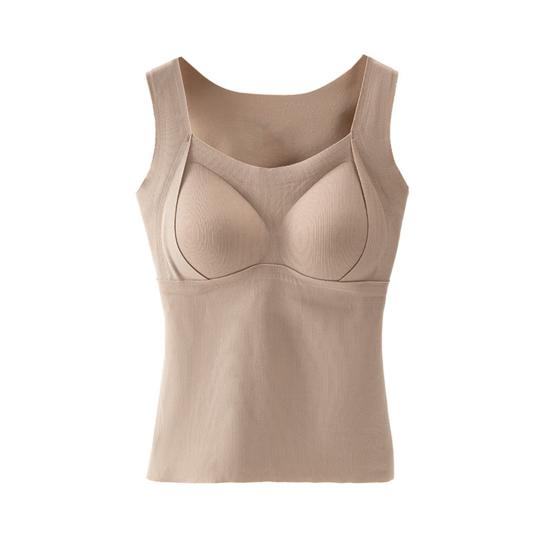 Women Sleeveless Thermal Tank Top with Built-in Bra Fleece Lined Warm Base Layer Tunic Camisole Undershirt for Cold Weather