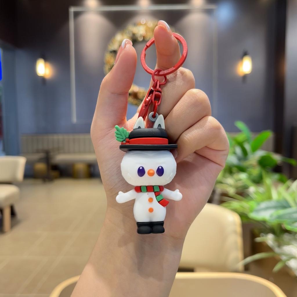 Christmas Key Pendant PVC Cute Three-dimensional Doll Rab Lamb Keychain