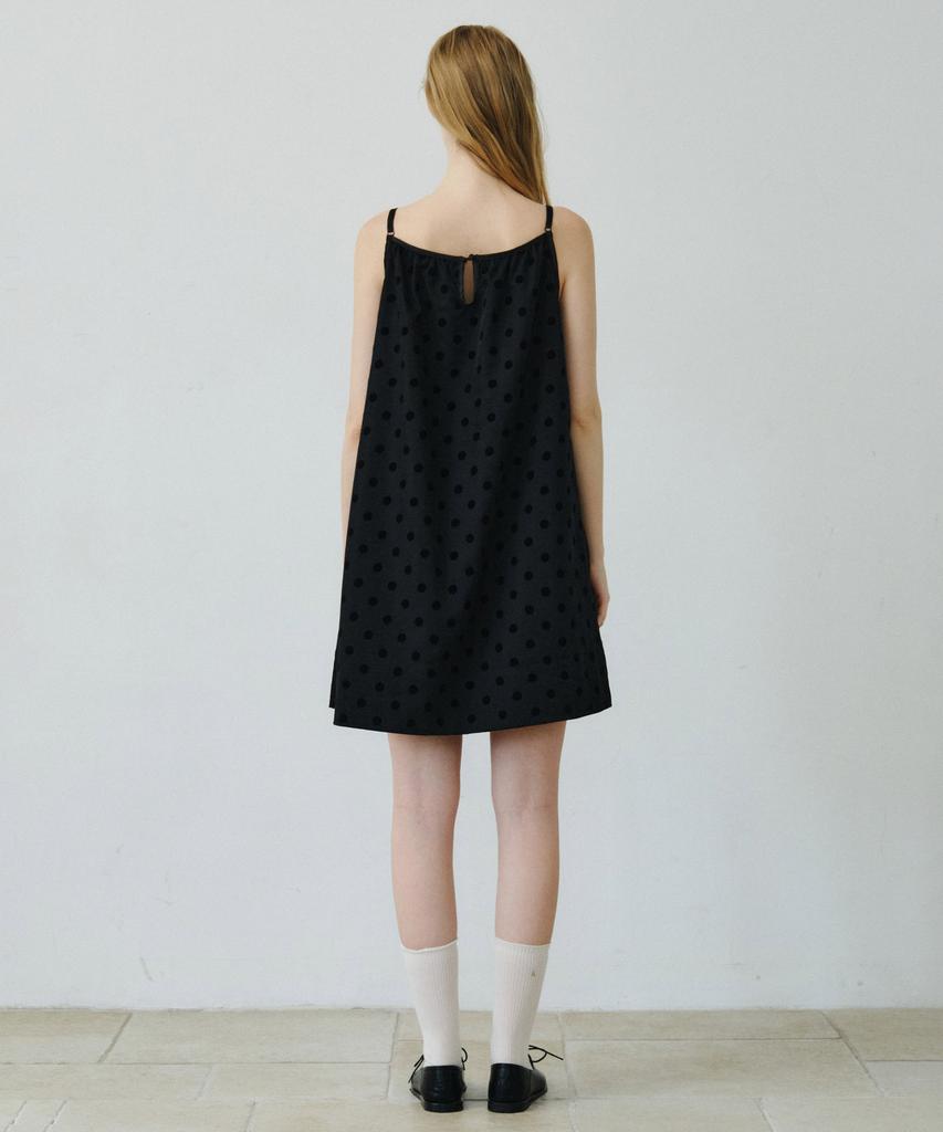 Mais Flocking Dot Mini Dress / Black