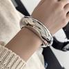 DIEZI Vintage Hip Hop Wide Cuff Bangles Punk Gold Silver Color Geometric Metal Spring Bangles For Women Bracelets Men Jewelry